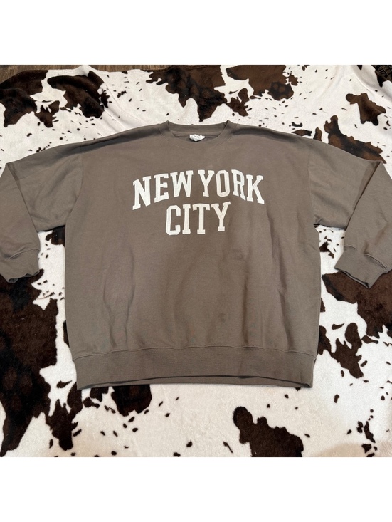 Reflex Tops - Reflex New York City Crewneck Sweatshirt Oversized Taupe Pullover M